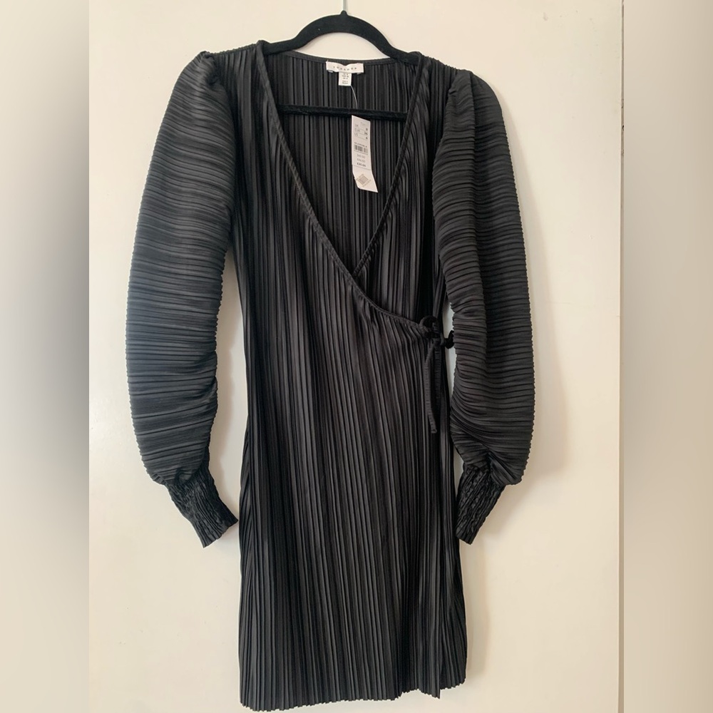 NWT Topshop Black Formal Sateen Dress sizes 4